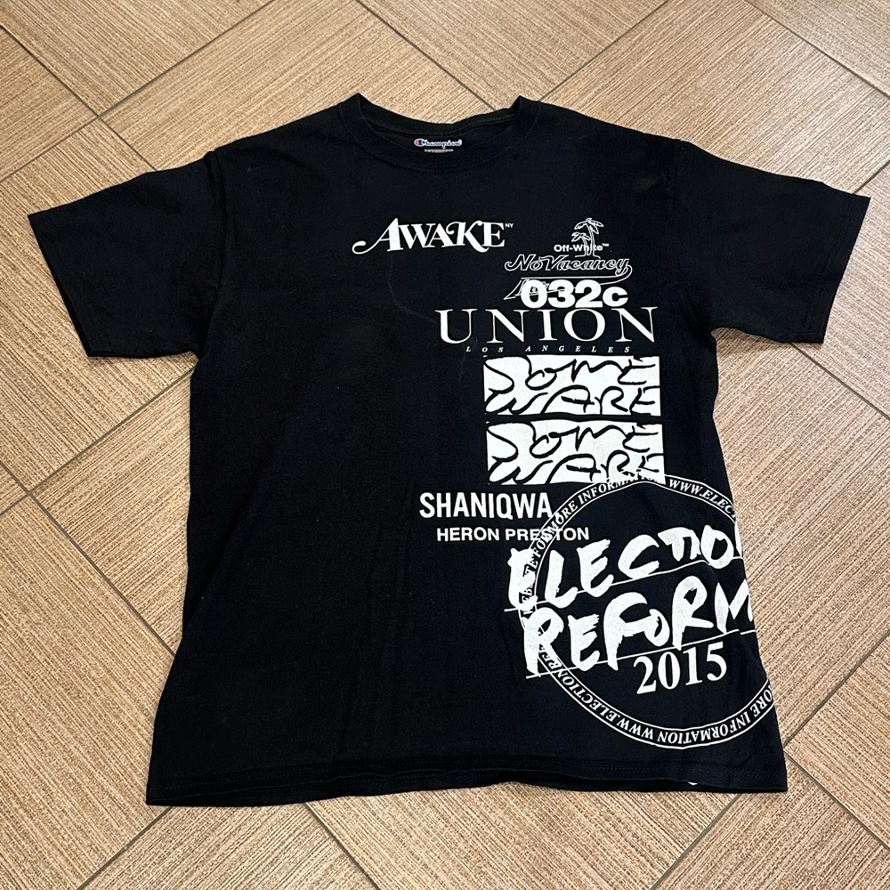 CHAMPION X OFF-WHITE X AWAKE X HERON PRESTON black T-Shirt